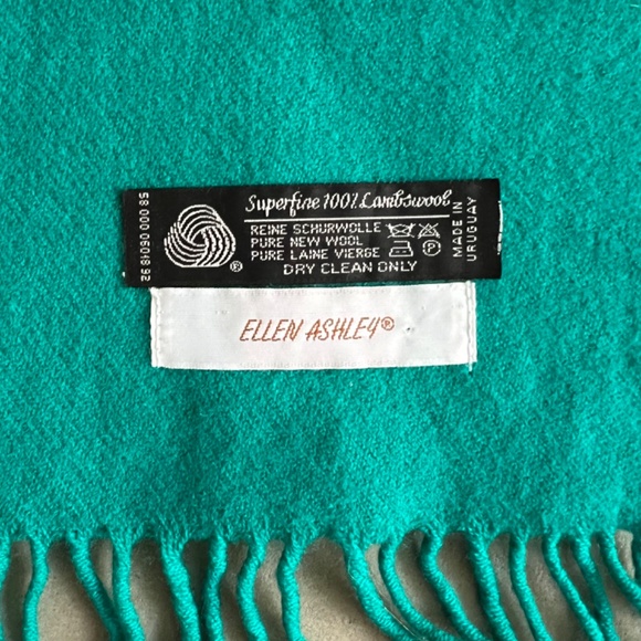 100% Teal Wool Scarf 56” L x 11” - Picture 7 of 8